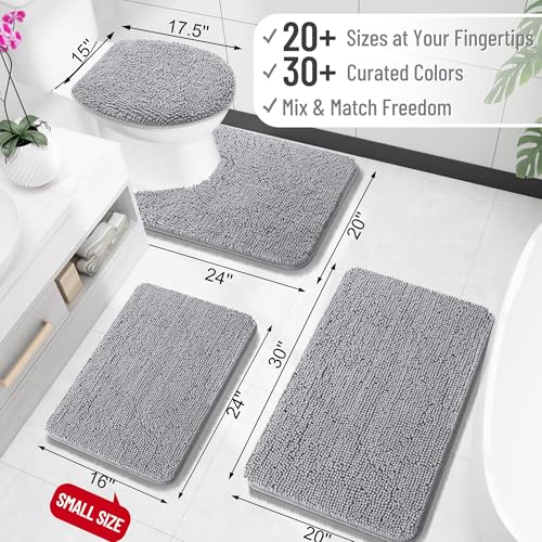 OLANLY Bathroom Rugs 59x24, Extra Soft Absorbent Chenille Bath Rugs, Rubber Backing Quick Dry, Machine Washable Bath Mats for Bathroom Floor, Tub and Shower, Home Decor Accessories, Grey - Image 2