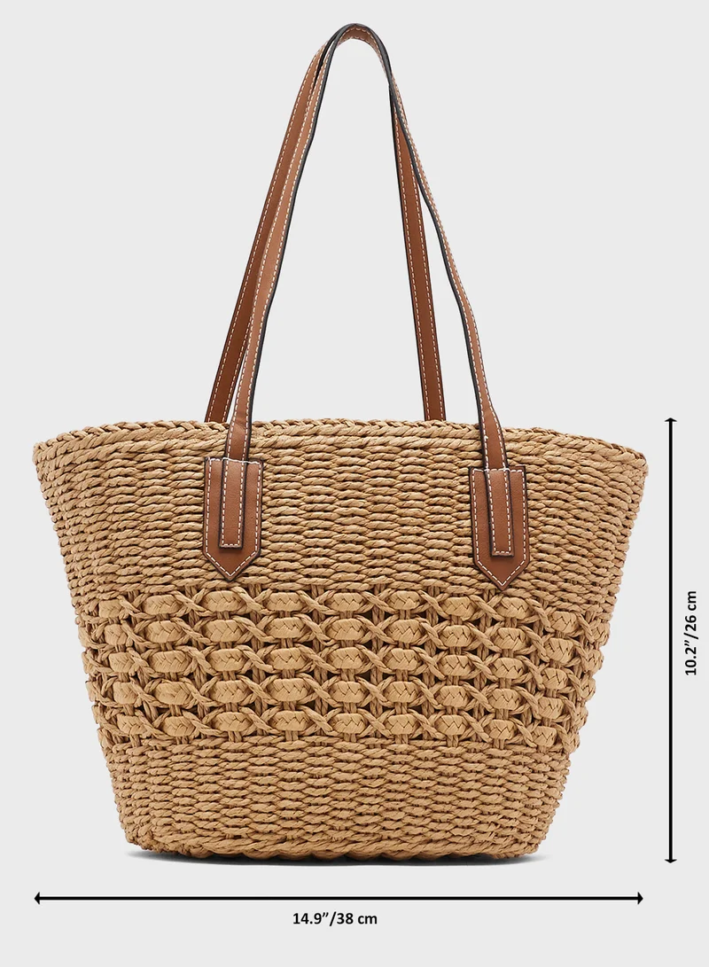 Ginger Raffia Woven Structured Tote