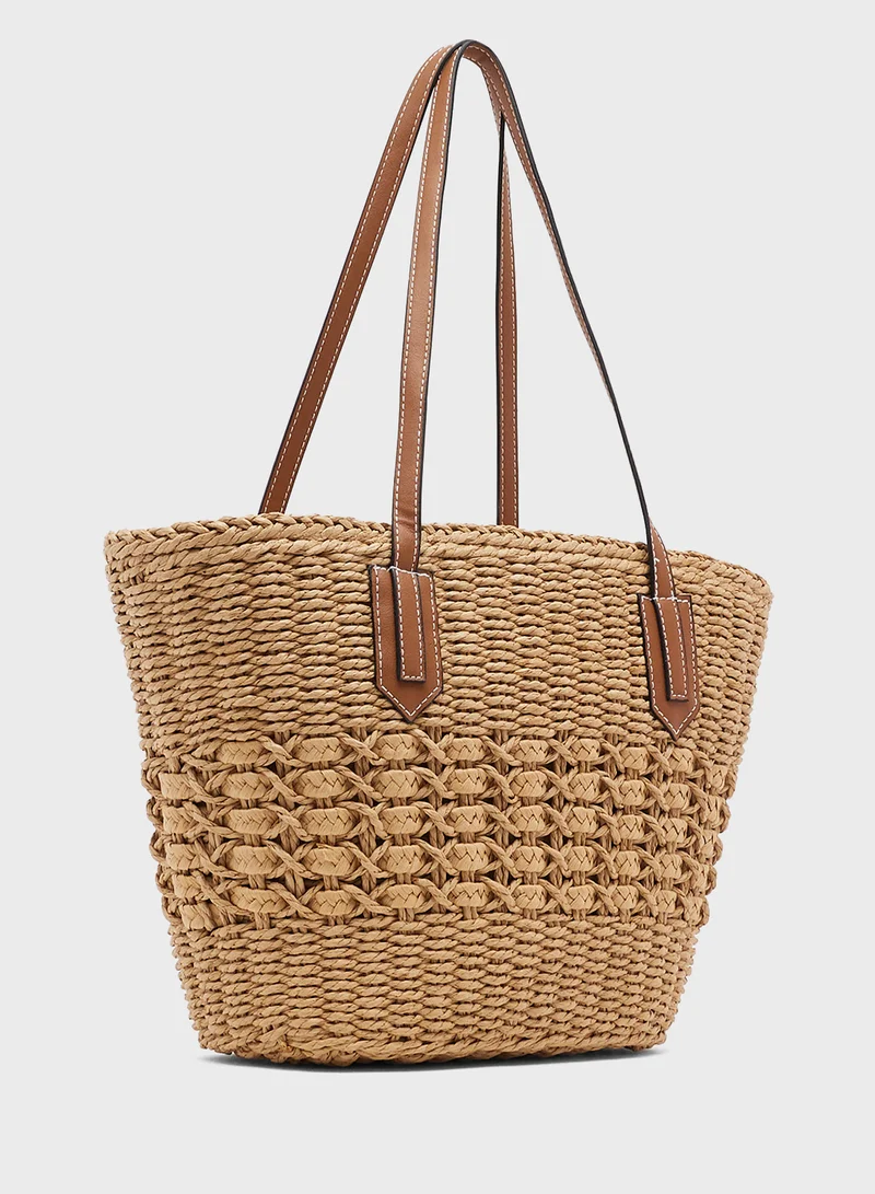 Ginger Raffia Woven Structured Tote