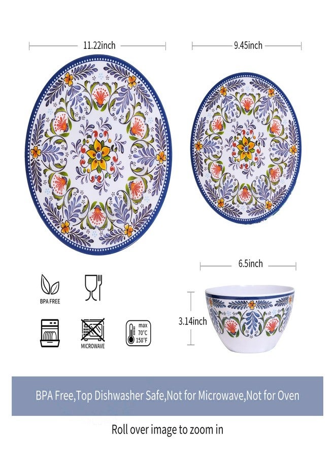Zayton Melamine Dinnerware Set 12-Piece for 4 Dish Set Plates Bowls Unbreakable Dishware for Indoor Outdoor Use Lightweight Durable for Camping Picnics Parties Purple - Image 2