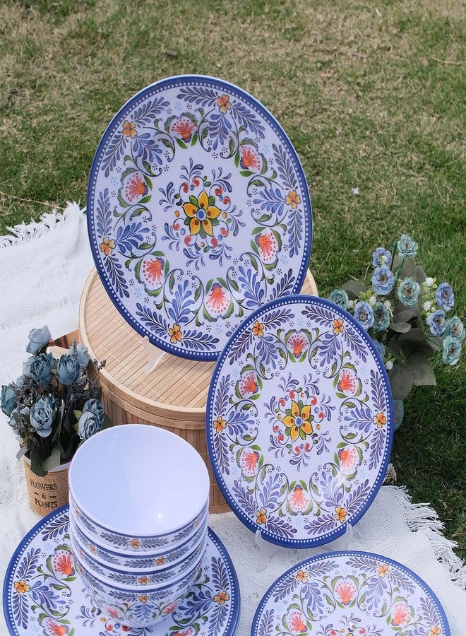 Zayton Melamine Dinnerware Set 12-Piece for 4 Dish Set Plates Bowls Unbreakable Dishware for Indoor Outdoor Use Lightweight Durable for Camping Picnics Parties Purple - Image 3