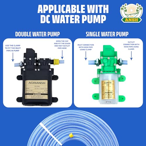 Agriansh Heavy Duty PVC Water Hose Pipe Used for 12v DC Water Pump Battery Sprayer Motor Double High Performance 12V DC 220 PSI Double Power Motor - 20 meter-Diameter-Inner 8mm-Outer 12mm - Image 5