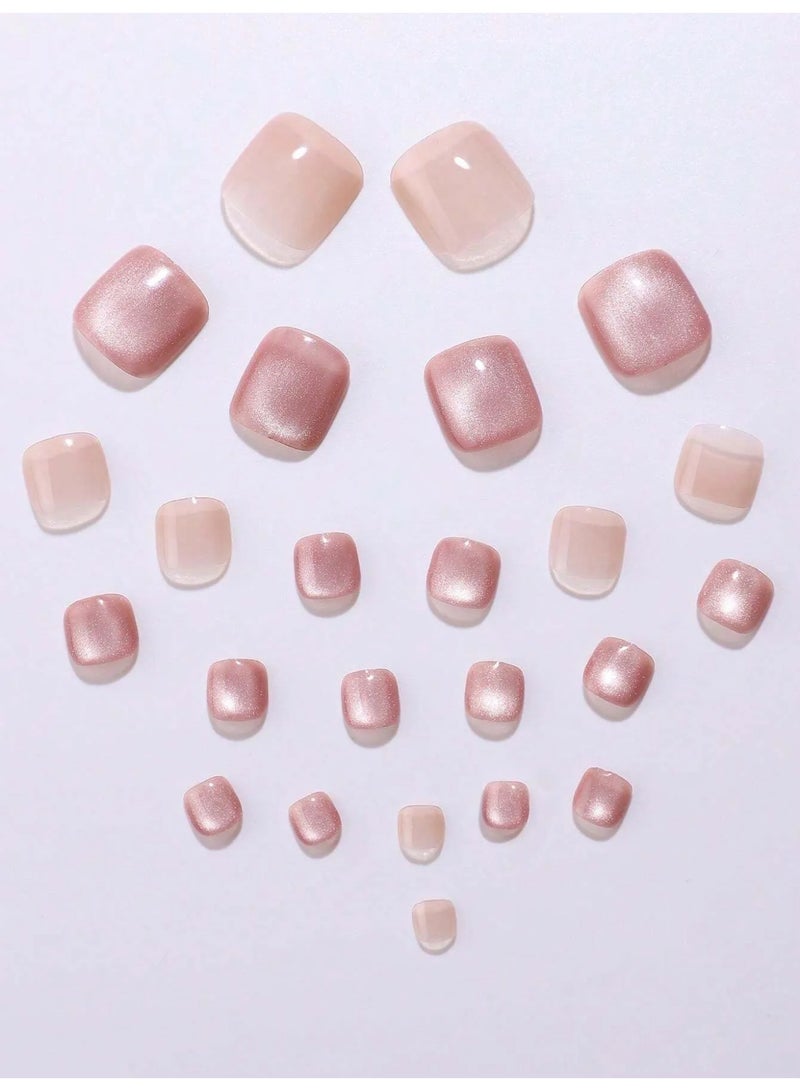 Fake Toenails with Square Design – 24 Nails with Glue and Nail File - Image 2