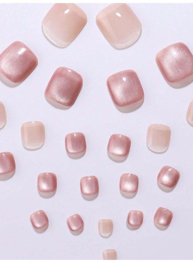 Fake Toenails with Square Design – 24 Nails with Glue and Nail File - Image 5