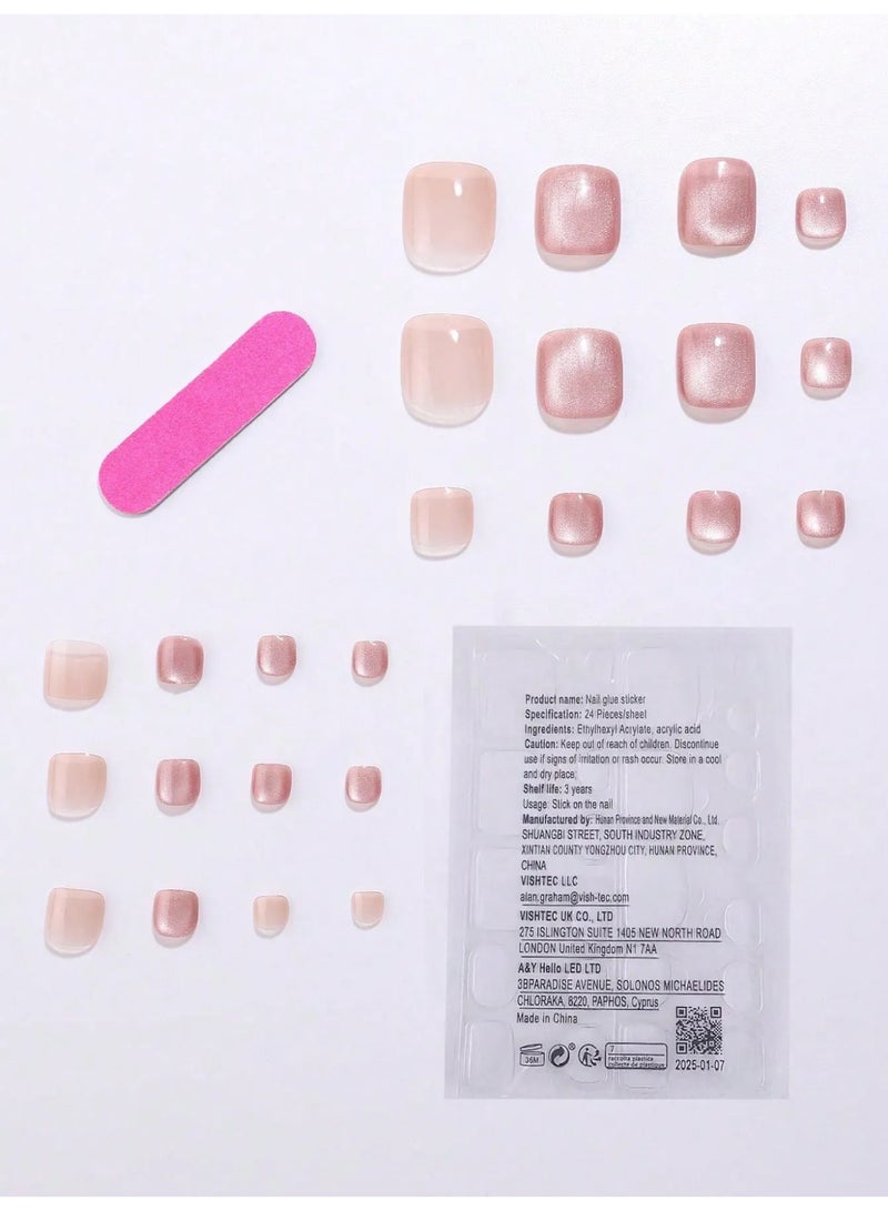 Fake Toenails with Square Design – 24 Nails with Glue and Nail File - Image 4