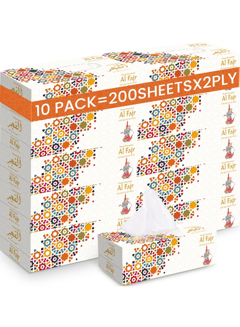 إس إن إتش باكينج علبة مناديل الوجه من الفجر، عبوة من 10 علب، كل علبة تحتوي على 200 منديل × طبقتين، بإجمالي 2000 منديل. - Image 1