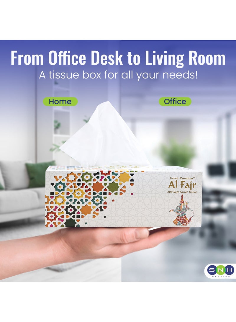 إس إن إتش باكينج علبة مناديل الوجه من الفجر، عبوة من 10 علب، كل علبة تحتوي على 200 منديل × طبقتين، بإجمالي 2000 منديل. - Image 3