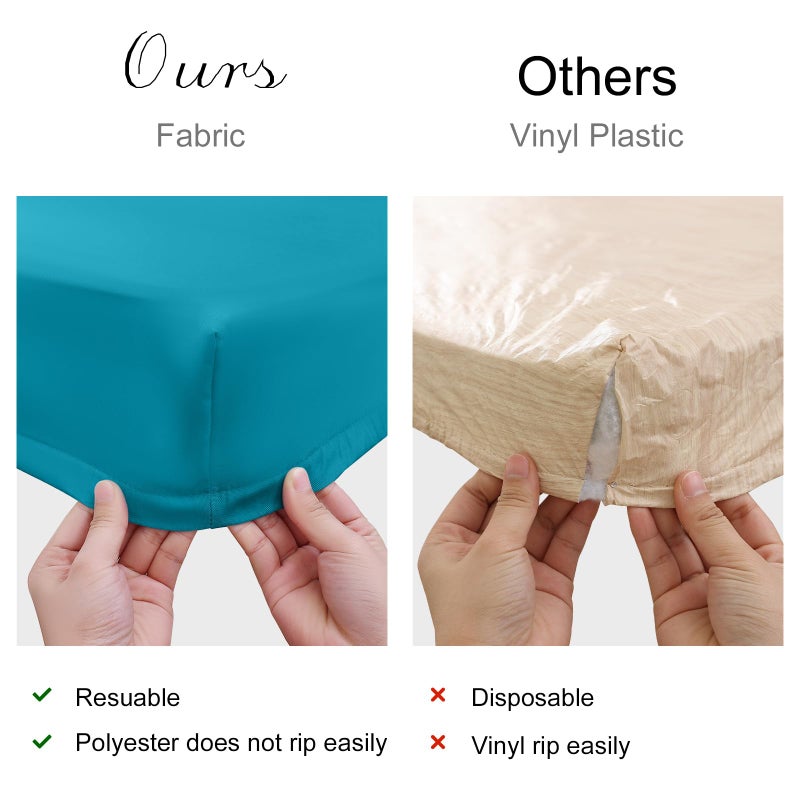 homing 2 Pack Rectangle Table Cloth  Elastic Fitted Fabric Tablecloth Fits for 4 Foot Folding Tables  Washable Table Cover for Picnic  Camping  Indoor & Outdoor (Teal  24 "" x 48 "") - Image 4