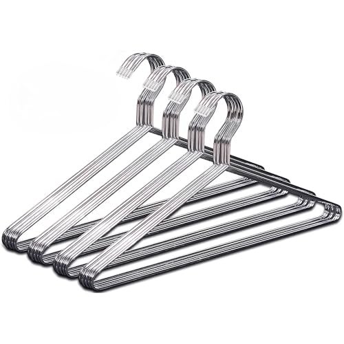 ROLLYWARE Heavy Duty Metal Shirt Coat Hangers, Stainless Steel Clothes Hanger with Polished Chrome, 17 Inch Silver Metal Wire Hanger (10), 10 Count - Image 1