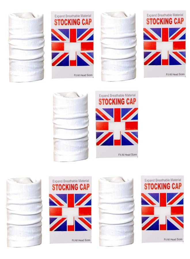 BISMAADH Free Size Elastic Stocking Cap London Singh Net for Mens & Boys White, Pack of 5 - Image 1