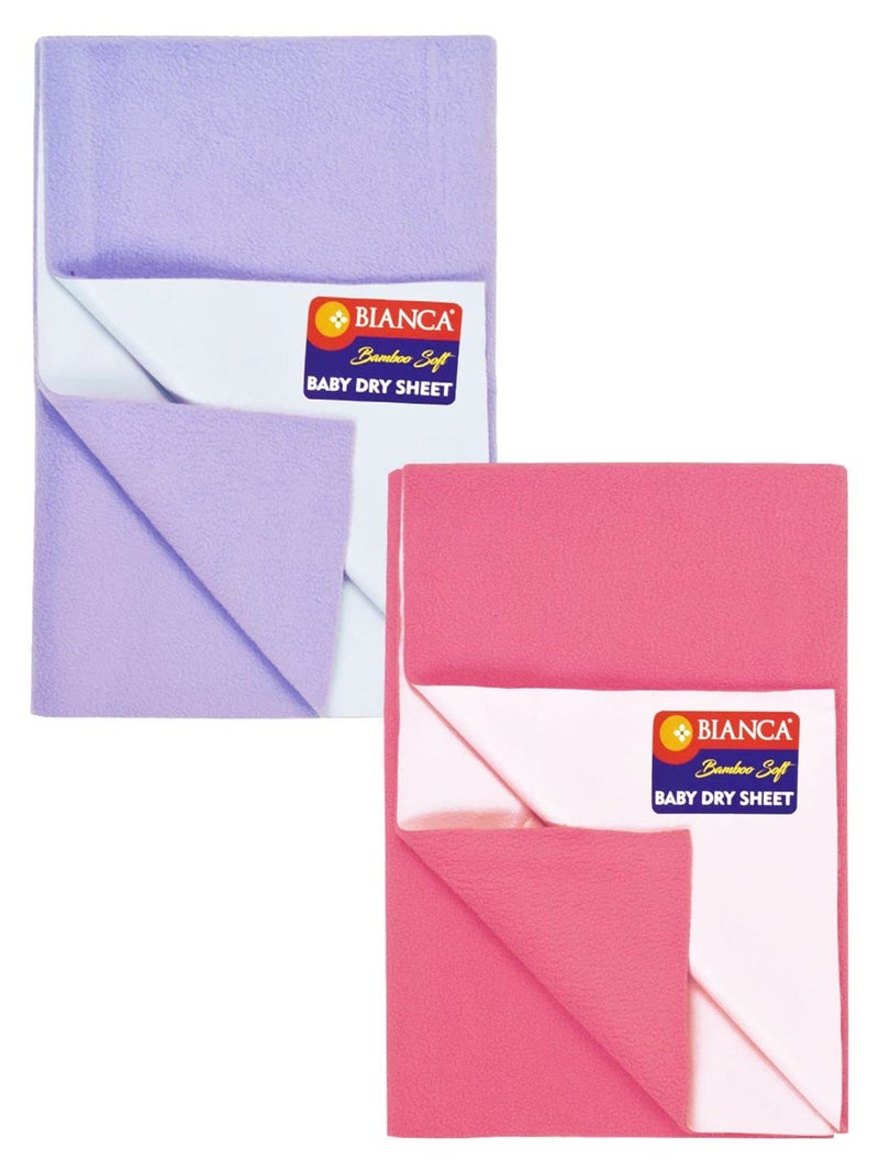 BIANCA Soft Bamboo Baby Dry Sheet, Mattress Protector -2pc Large (smartdry) | Waterproof & Breathable Anti Bacterial | Baby Dry Sheet & Mattress Protector. Smart Dry-dk.Pink/Violet - Image 1