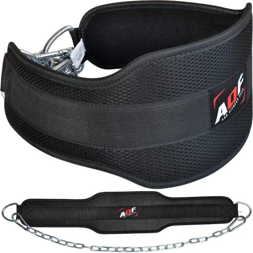 AQF Dip Belt for Weightlifting - Weight Belt with 36" Heavy Duty Steel Chain - Neoprene Padded Back Support Gym Lifting Belt for Powerlifting, Bodybuilding, Squat, Fitness & Pull up Training - Image 1