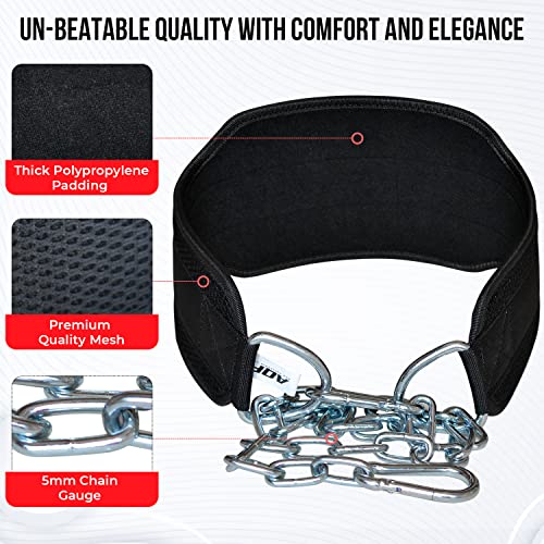 AQF Dip Belt for Weightlifting - Weight Belt with 36" Heavy Duty Steel Chain - Neoprene Padded Back Support Gym Lifting Belt for Powerlifting, Bodybuilding, Squat, Fitness & Pull up Training - Image 4