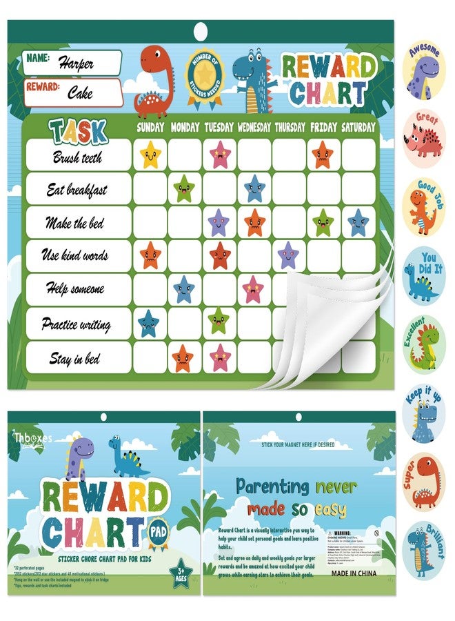Thboxes 32 Reward Chart System for Kids, Reward Chart with 2112 Star Stickers, 48 Themed Stickers to Positive Habits, 11.8 x 8.3 in Magnetic Reward Chore Chart to Encourage Responsibility - Image 1