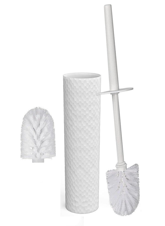 Topsky Toilet Brush,1 Pack Compact Toilet Brush & Holder Set,Plastic Round Barrel Loo Brush with 1 Replacement Toilet Brush Head,Durable for Bathroom Toilet,White - Image 1