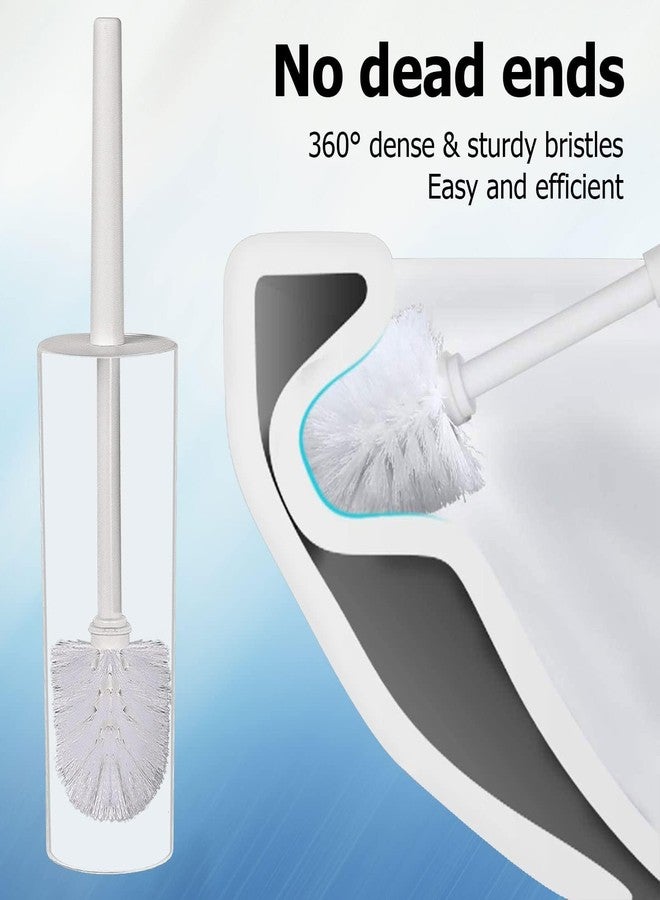 Topsky Toilet Brush,1 Pack Compact Toilet Brush & Holder Set,Plastic Round Barrel Loo Brush with 1 Replacement Toilet Brush Head,Durable for Bathroom Toilet,White - Image 2