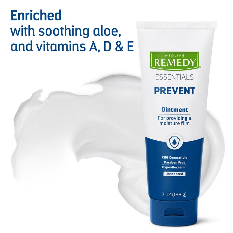 Medline Remedy Essentials Ointment (7 oz Tube), Unscented, Moisturizing Breathable Film, Aloe, Vitamins A, D  E, Soothing Incontinence Care for Adults  Elderly, Hypoallergenic, Paraben Free - Image 4