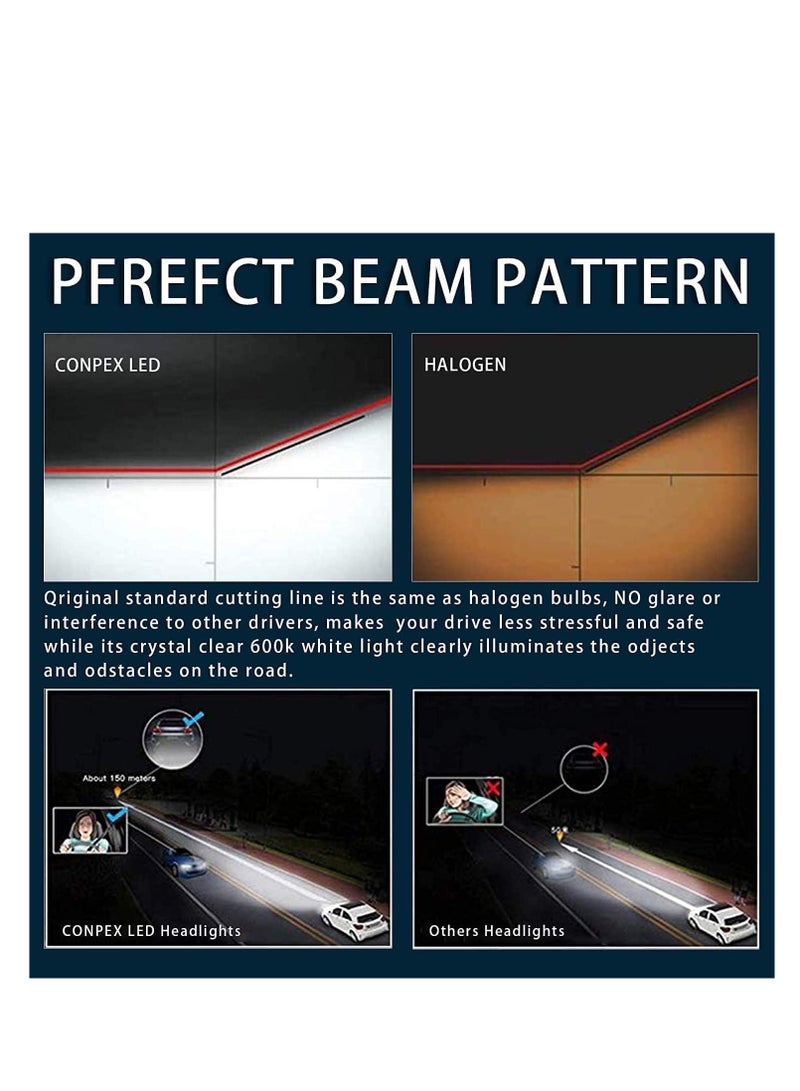 H1 Led Headlight Bulbs, 4 Sides CSP Chips, 360 Degree Newly Upgraded Car Headlamps Automotive Conversion Kit 2600 Lumen Colour Natural White 6000k - Image 3