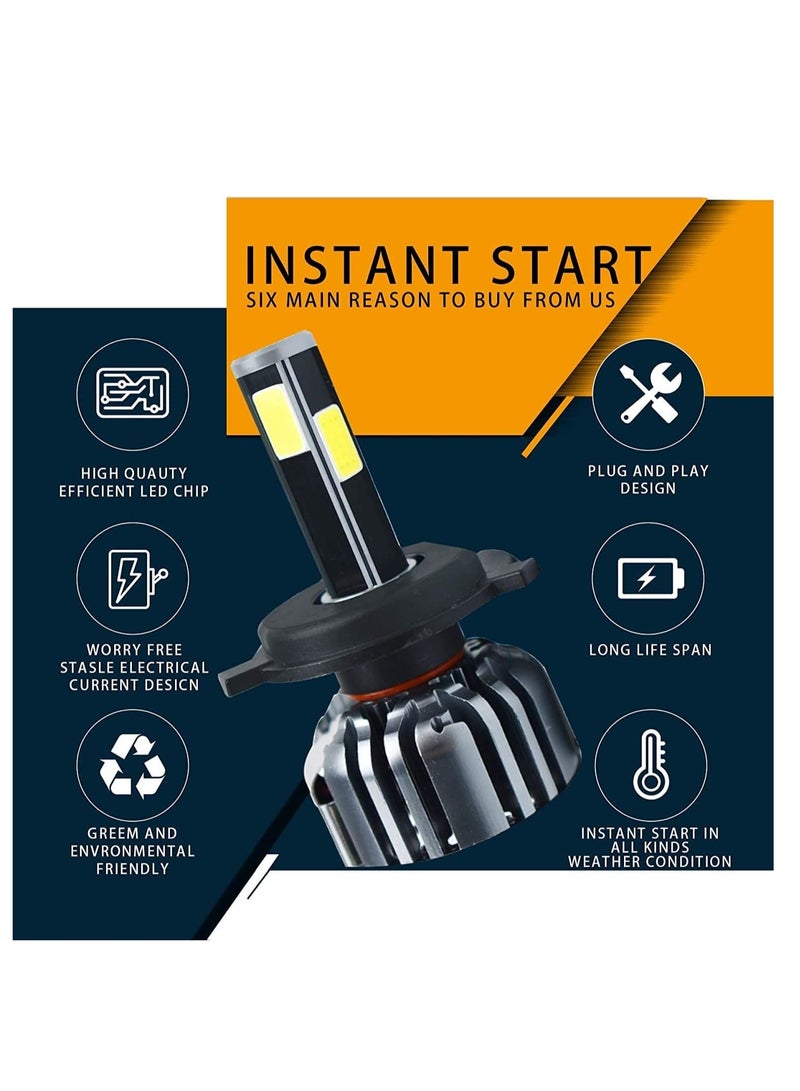 H1 Led Headlight Bulbs, 4 Sides CSP Chips, 360 Degree Newly Upgraded Car Headlamps Automotive Conversion Kit 2600 Lumen Colour Natural White 6000k - Image 4