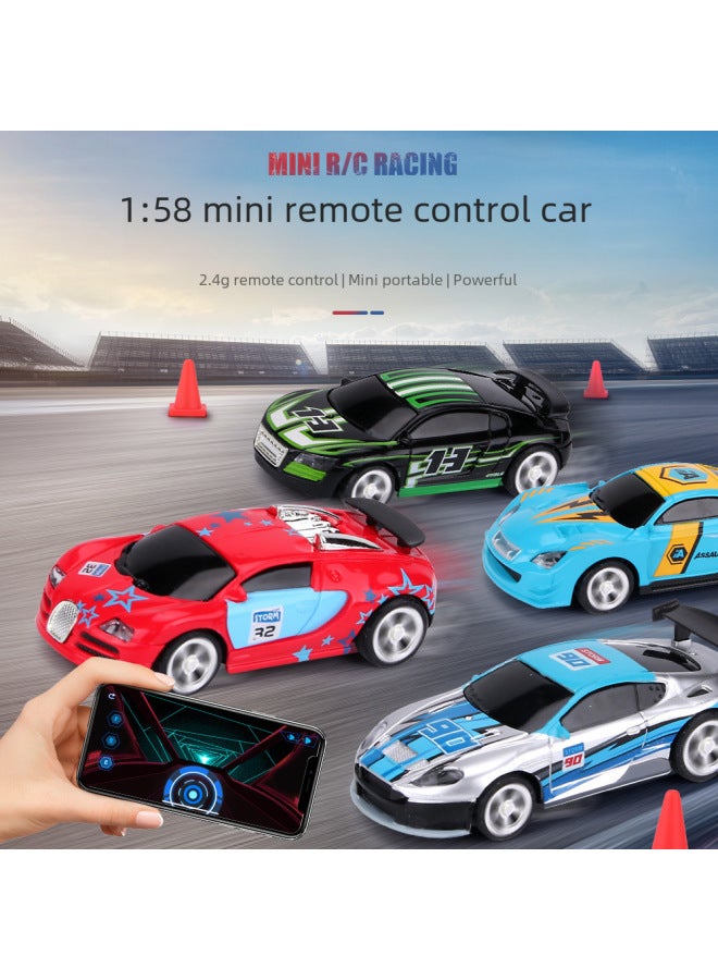 Strictly Select 2.4G Mini Coke Can Power Induction Four-way Remote Control Racing APP Dual-mode Car Toy Model-Color:Blue  - Image 4