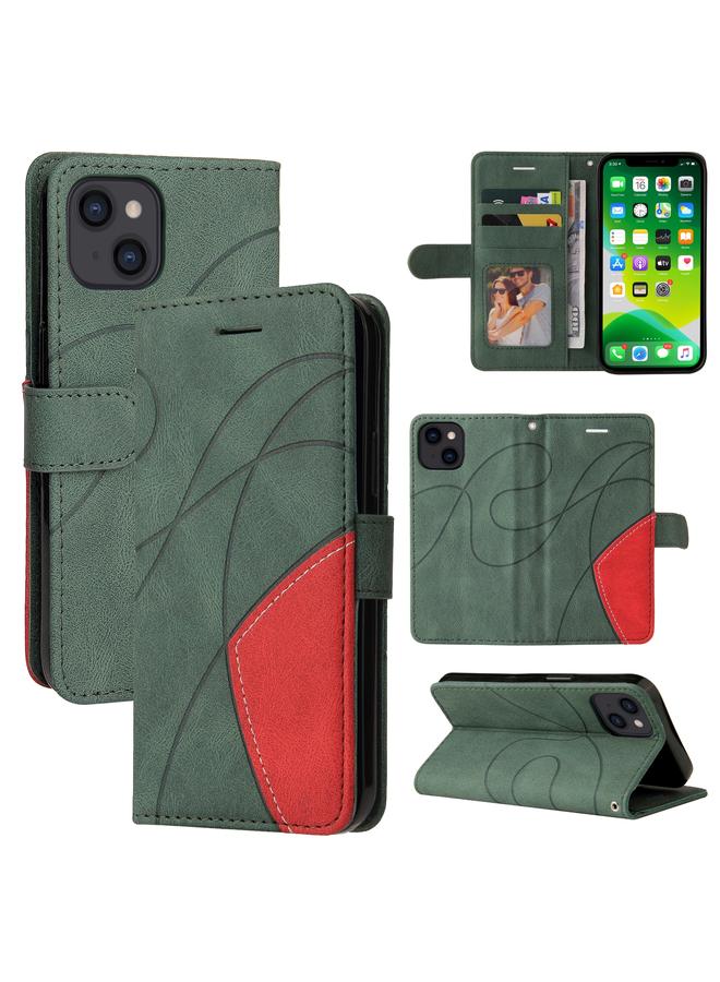 Zaboon Case For iPhone 13 Dual-color Splicing Horizontal Flip PU Leather Case with Holder & Card Slots & Wallet - Image 1