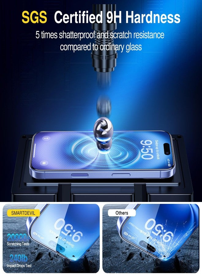 SMARTDEVIL for iPhone 16 Screen Protector (3 Pack), 9H Hardness Military Grade Shatterproof, HD Clear Tempered Glass with Auto Dust-Elimination, Bubble Free, Easy Installation, Case Friendly 6.1'' - Image 3