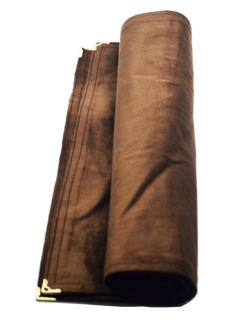 SWISSO Jewellery Mat Roll, Reusable Dark Brown Velvet Display Mat With Brass Clipped Finishing for Decoration - Image 4