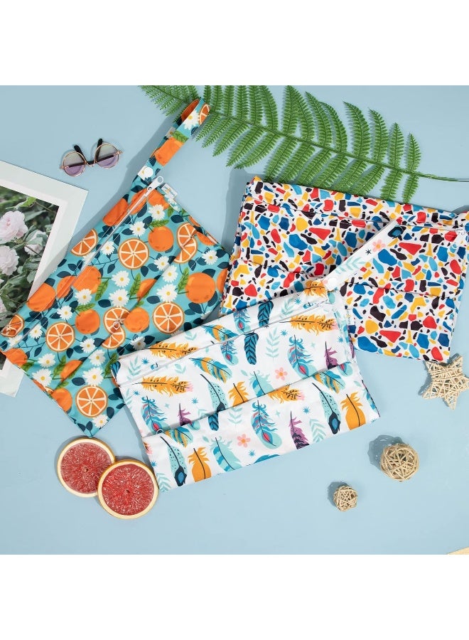 babygoal Babygoal Wet Dry Bags for Baby Cloth Diapers, Washable Travel Bags, Beach, Pool, Gym Bag for Swimsuits & Wet Clothes with Two Zippered Pockets 3 Pack, 3LN21  - Image 3