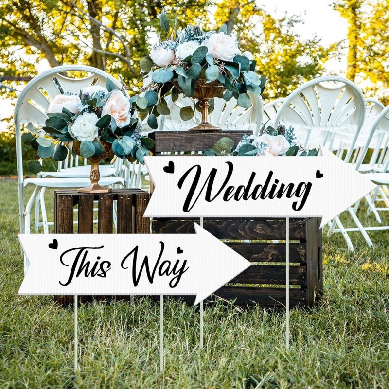 Blank Arrow Yard Signs: 12-By-18-Inch White 8-Piece Set - Customizable Message, Weather-Resistant Build for Outdoor Events, Weddings, Parties - Image 4