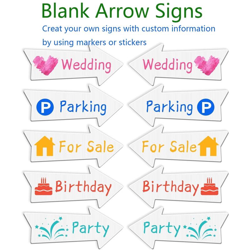 Blank Arrow Yard Signs: 12-By-18-Inch White 8-Piece Set - Customizable Message, Weather-Resistant Build for Outdoor Events, Weddings, Parties - Image 3