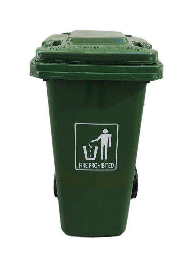 Generic Outdoor Waste Bin | Functional Garbage Bin | Durable Plastic Finish | Rubber-Wheeled & Mobile | Suitable For Outdoor Areas, Villas, Malls, Restaurants, & More | 240 Liters | Green 
