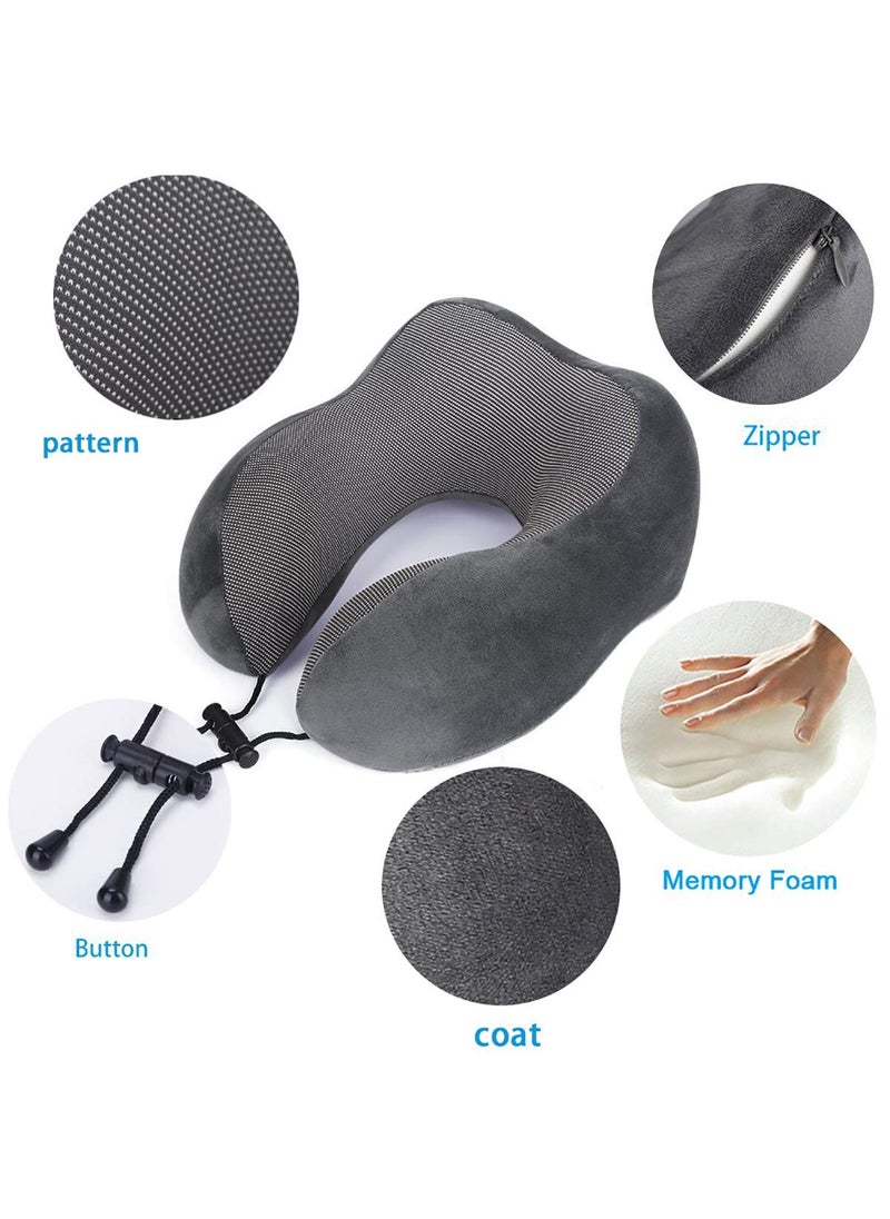 Skylofts - SKYLOFTS Neck Pillow Memory Foam Travel Pillow for Flights Neck Pillow for Travel & Neck Pillow for Sleeping (Black) - Image 1