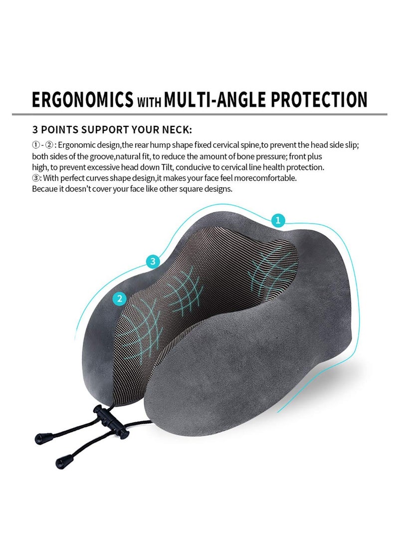 Skylofts - SKYLOFTS Neck Pillow Memory Foam Travel Pillow for Flights Neck Pillow for Travel & Neck Pillow for Sleeping (Black) - Image 1