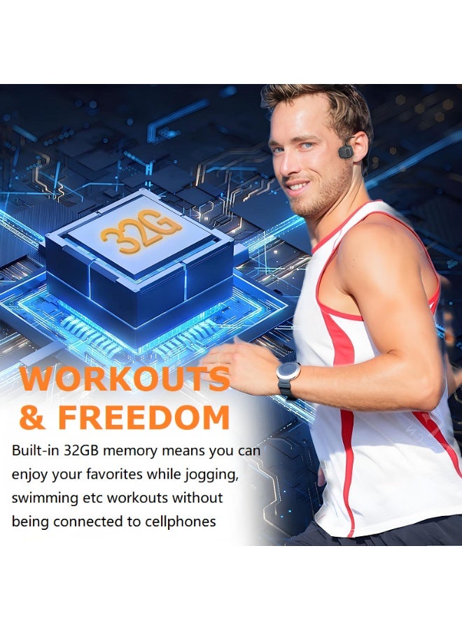 عام عمر بطارية طويل للغاية ، ذاكرة 32 جرام ، مستوى 8 مقاوم للماء ، باس غير داخل الأذن ، تشغيل سماعات توصيل العظام الرياضية - Image 4
