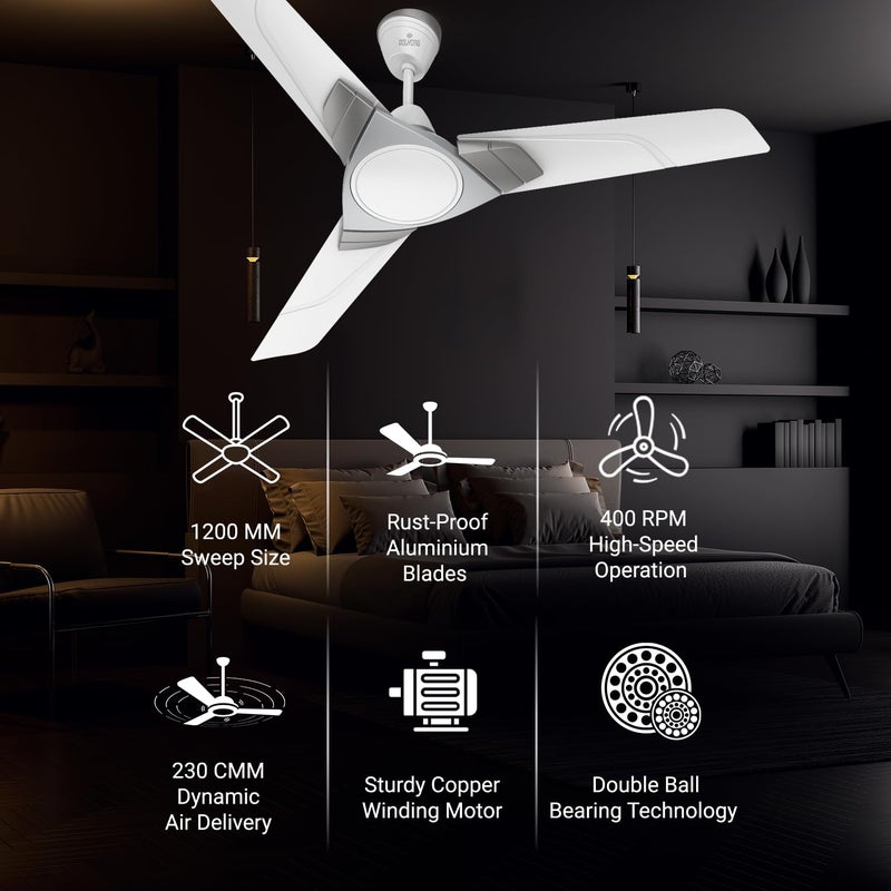 Polycab Aereo Plus Star Rated 1200mm Ceiling Fan For Home 100 Copper High Speed Air Delivery Saves Up To 33 Electricity RustProof Blades 52 Watt 3 Years WarrantyCool Grey Silver - Image 4