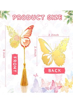 Y&D Metal Bookmark, 4 Pcs Vintage Butterfly Flower Bookmark with Tassel Wedding Gift Gold Hollow Trim Book Page, for Women Girl Teacher Friend Lover Readers  - Image 2