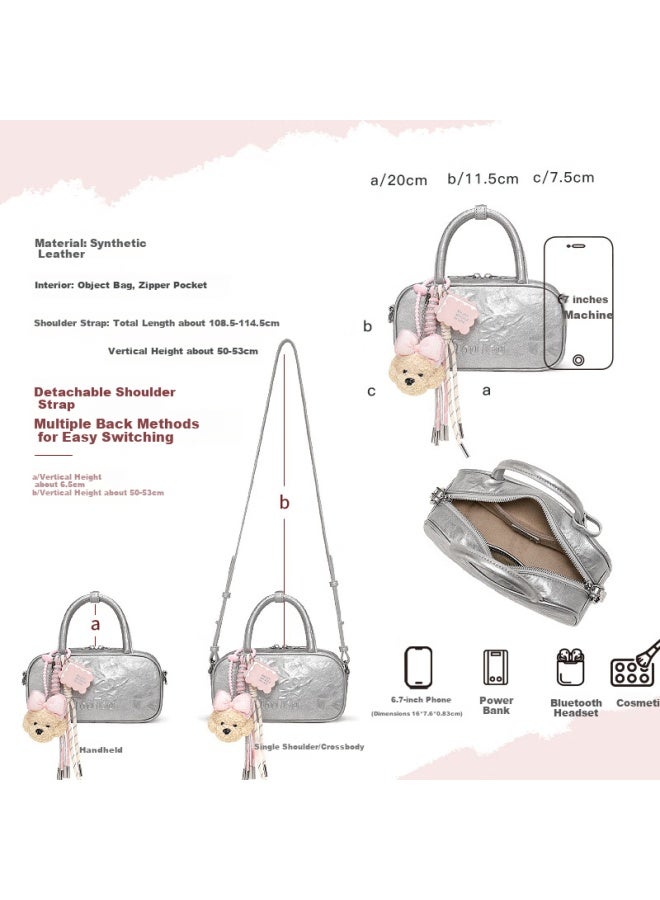 Toutou New Women's Handbag, Faux Leather Bowling Bag, Handheld And Crossbody Bag, Small Square Bag, Teacher's Day Gift - Image 2