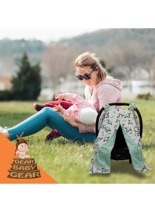 Dear Baby Gear Carseat Canopy - Car Seat Cover with Snap Opening for Girls & Boys - Infant Car Chair Canopies - Floral & Farm Prints - Nursing Covers -39"x32" (Cactus Succulents in Pots, Mint Dot) - Image 5