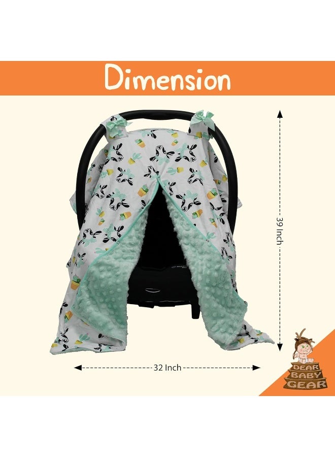 Dear Baby Gear Carseat Canopy - Car Seat Cover with Snap Opening for Girls & Boys - Infant Car Chair Canopies - Floral & Farm Prints - Nursing Covers -39"x32" (Cactus Succulents in Pots, Mint Dot) - Image 4
