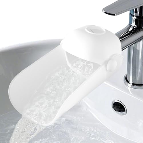 KOMIDK Faucet Extender for Bathroom Sink Faucet Extender for Toddlers Bathroom Sink Kitchen Bathtub (White) - Image 1