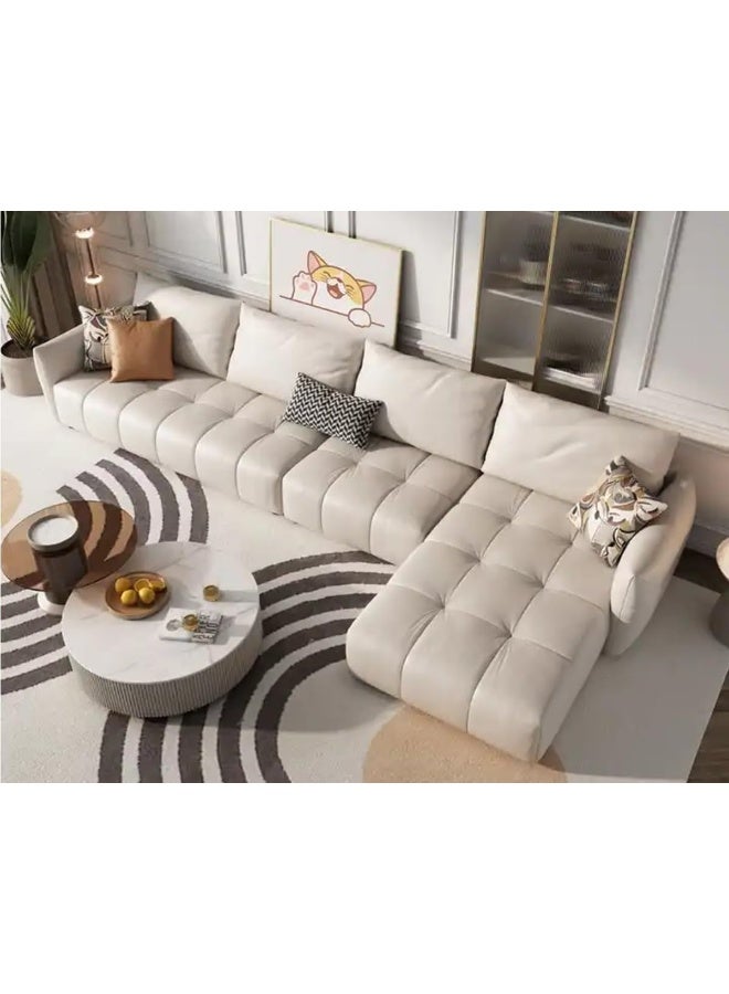 Comfynest Modern L-Shaped Faux Leather Italian Sofa - Ultimate Comfort for Your Living Room (White, Left Bed)  - Image 1