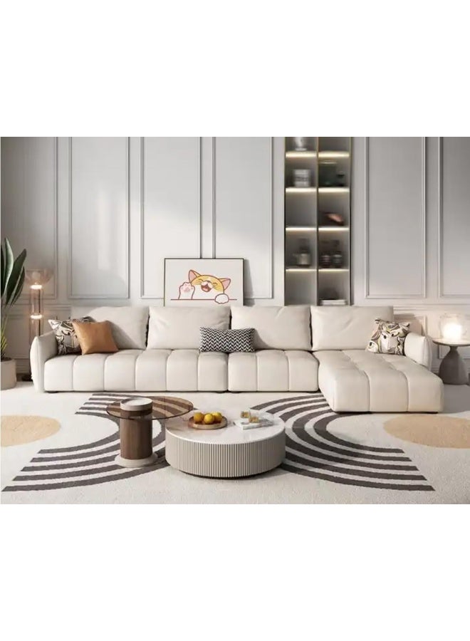 Comfynest Modern L-Shaped Faux Leather Italian Sofa - Ultimate Comfort for Your Living Room (White, Left Bed)  - Image 4