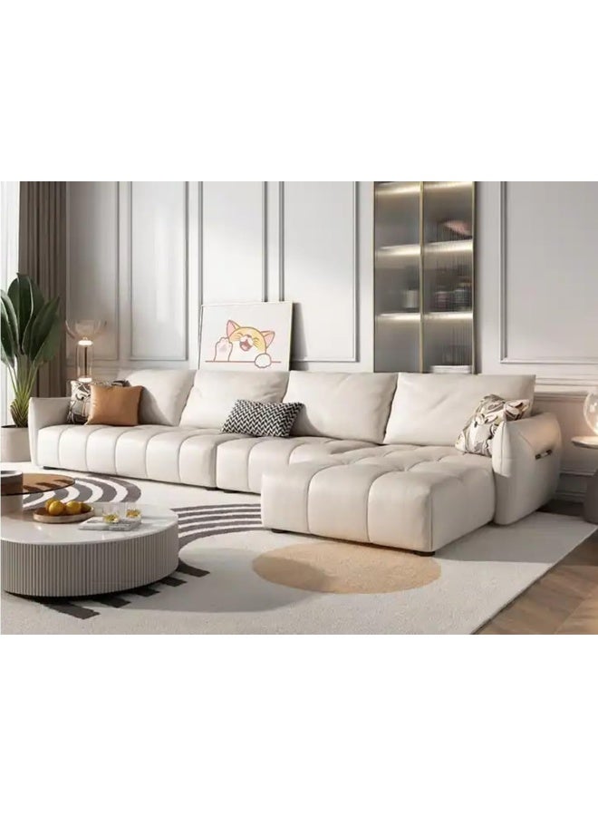 Comfynest Modern L-Shaped Faux Leather Italian Sofa - Ultimate Comfort for Your Living Room (White, Left Bed)  - Image 3