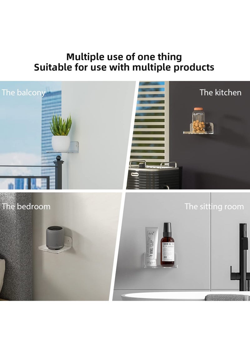 2-Pack Clear Acrylic Floating Wall Shelves with Adhesive & Screw-in Options - Perfect for Living Room, Bathroom & Bedroom Storage - Image 3