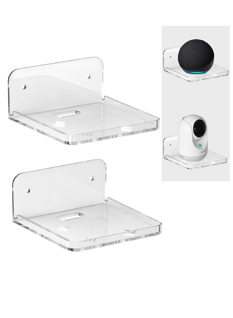 2-Pack Clear Acrylic Floating Wall Shelves with Adhesive & Screw-in Options - Perfect for Living Room, Bathroom & Bedroom Storage - Image 1