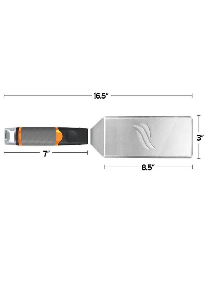 بلاك ستون ملعقة شواء بلاكستون 5195 بريميوم سيجنتشر سيريز، مصنوعة من الفولاذ المقاوم للصدأ عالي التحمل، بمقبض مطاطي مريح مانع للانزلاق، مقاومة للحرارة، سهلة التنظيف، مع فتاحة زجاجات مدمجة. - Image 4