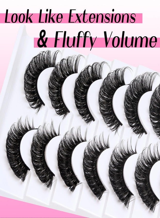 Veleasha Eyelashes Cat Eye Lashes Wispy False Eyelashes D Curl Eye Lash Fluffy Fake Lashes Look Like Lash Extensions 10 Pairs Pack (P08E) - Image 5