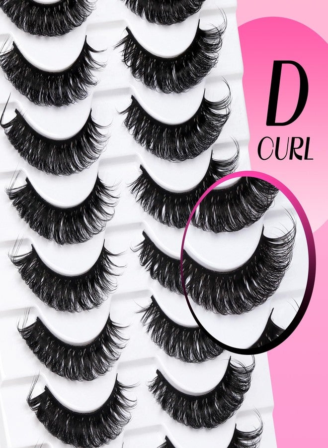 Veleasha Eyelashes Cat Eye Lashes Wispy False Eyelashes D Curl Eye Lash Fluffy Fake Lashes Look Like Lash Extensions 10 Pairs Pack (P08E) - Image 4