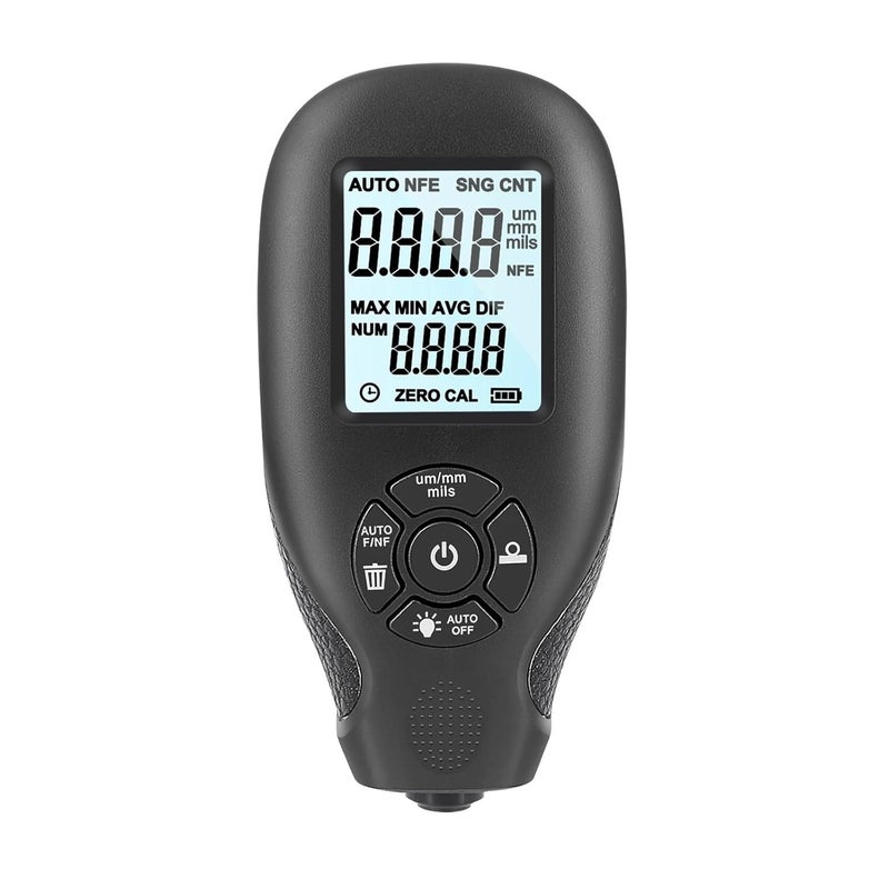 مقياس سمك طلاء السيارة الرقمي 0-2000 ميكرومتر شاشة عرض LCD أداة قياس بيضاء - Image 3