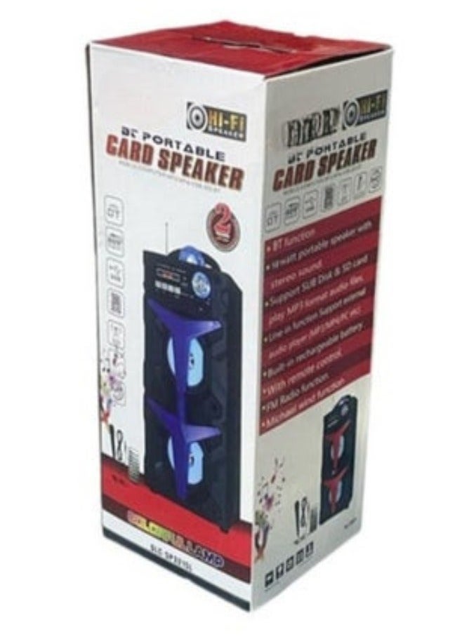 دي إل سي  سماعة سبيكر مع ميكرفون سلكي + ريموت يمكن تشغيل الصوتيات من الجوال بالبلوتوث + أو من فلاشة أو بوصلة صوت Aux قابلة للشحن أو التشغيل المباشر بالكهرباء بمدخل USB خفيفة الوزن ويمكن التنقل بها بسهولة